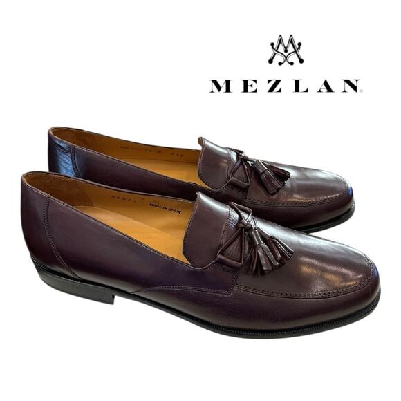 New Mezlan Del Rio Men\'s Burgundy Tassel Slip-on Loafers Dress Shoes 10 main image 2
